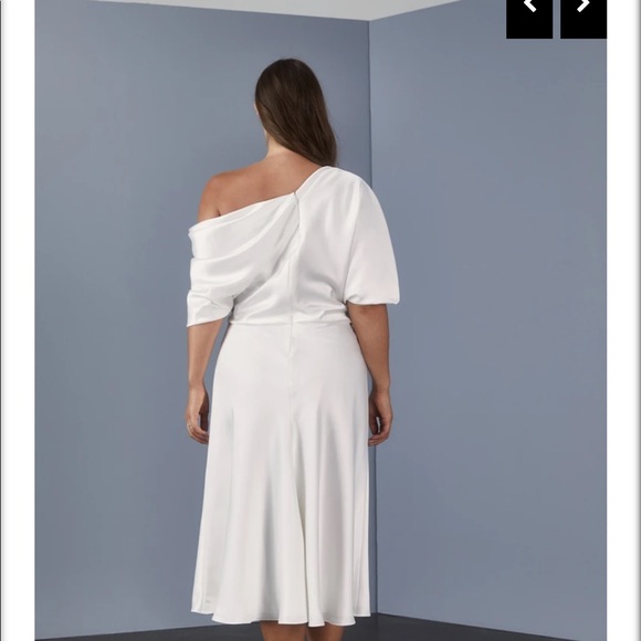 Amsale Little White Dress LW154 , Off the Shoulder Dress - Picture 4 of 6